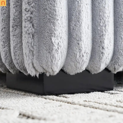 Loveseat Modern Fabric Light Gray with Ottoman Bluetooth 61.4in