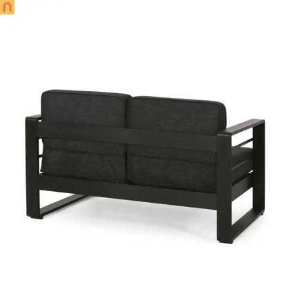 Outdoor Loveseat Aluminum Dark Gray Modern 57in