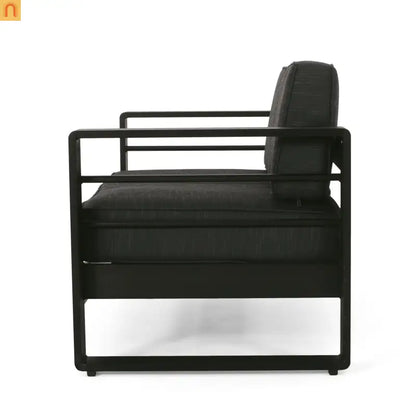 Outdoor Loveseat Aluminum Dark Gray Modern 57in