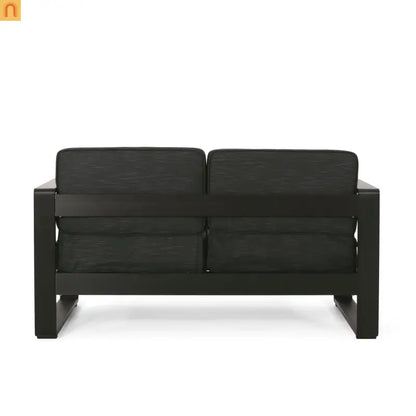 Outdoor Loveseat Aluminum Dark Gray Modern 57in