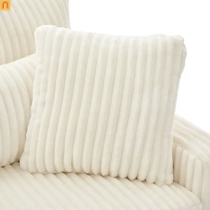 Loveseat Modern Square Arms Corduroy Beige 4 Pillows 80.31in