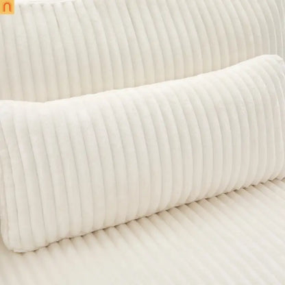 Loveseat Modern Square Arms Corduroy Beige 4 Pillows 80.31in