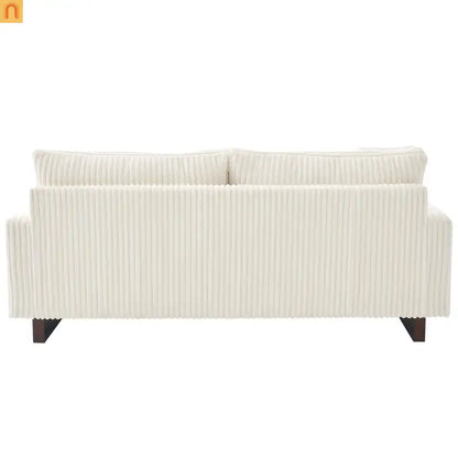 Loveseat Modern Square Arms Corduroy Beige 4 Pillows 80.31in