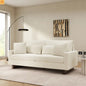 Loveseat Modern Square Arms Corduroy Beige 4 Pillows 80.31in