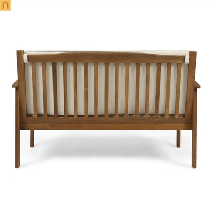 Outdoor Loveseat Acacia Wood 53" Waterproof Cushion