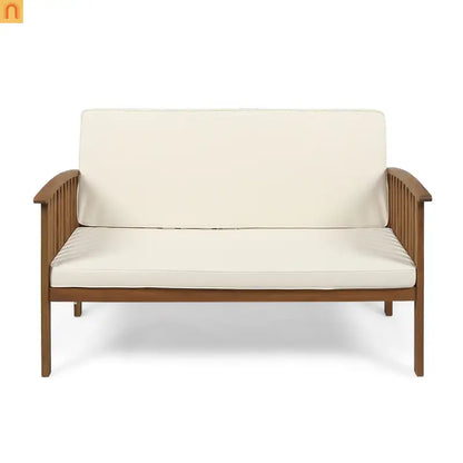 Outdoor Loveseat Acacia Wood 53" Waterproof Cushion