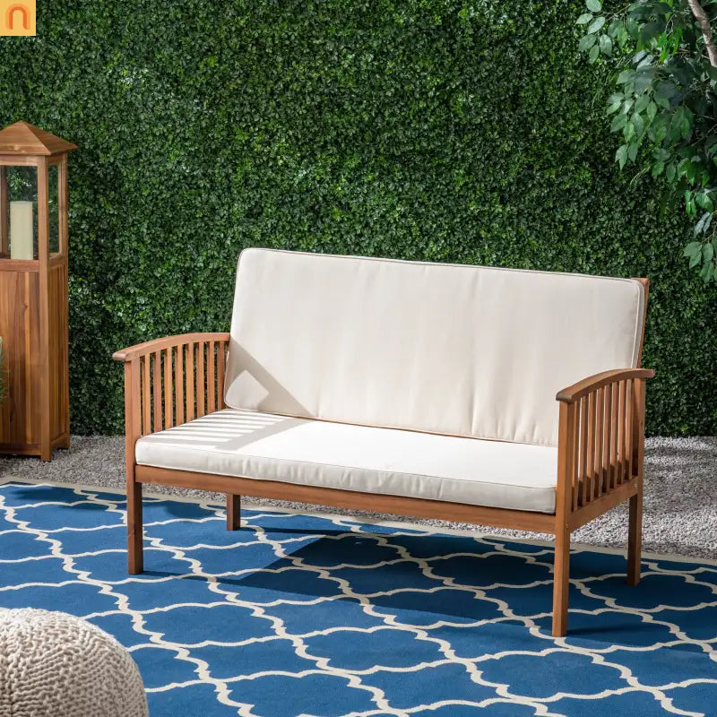 Outdoor Loveseat Acacia Wood 53" Waterproof Cushion