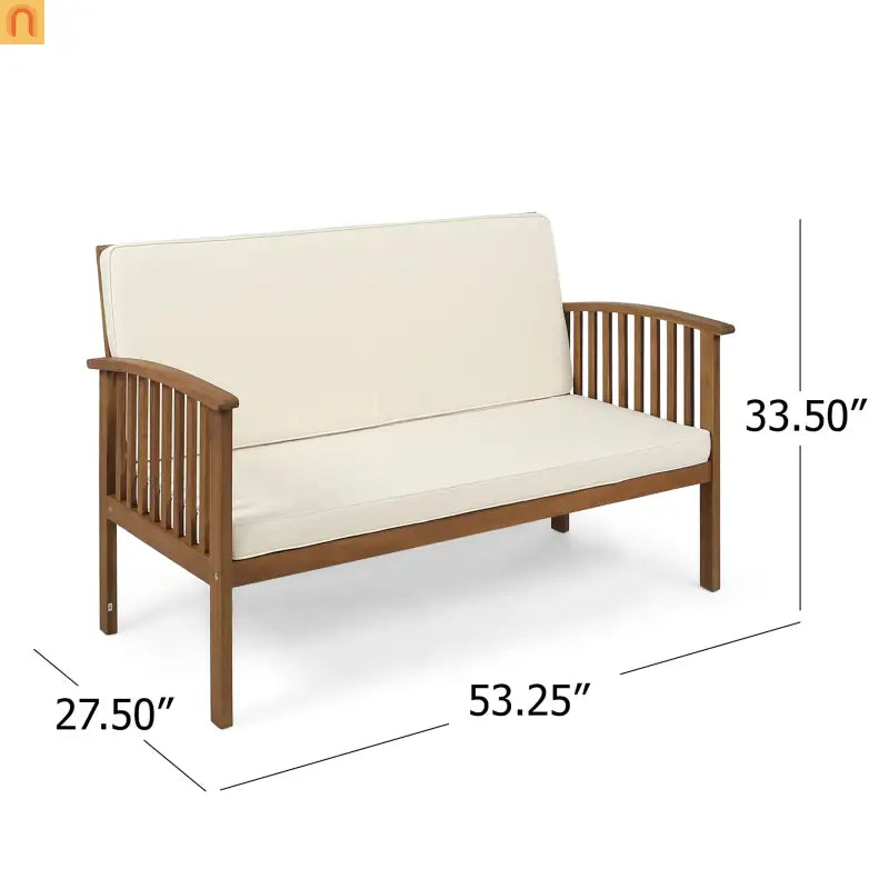 Outdoor Loveseat Acacia Wood 53" Waterproof Cushion