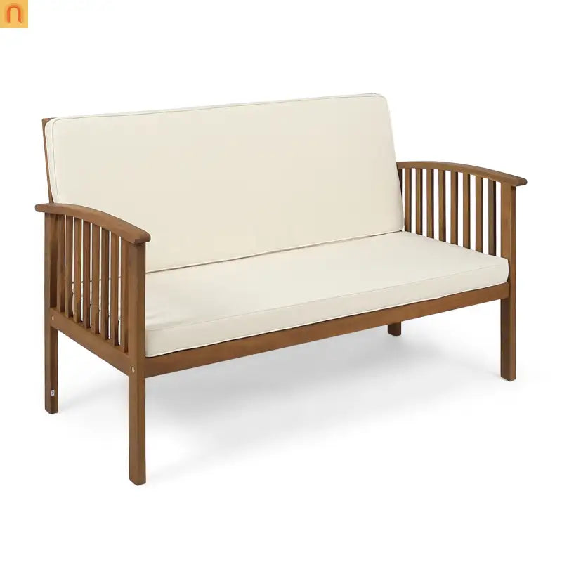 Outdoor Loveseat Acacia Wood 53" Waterproof Cushion