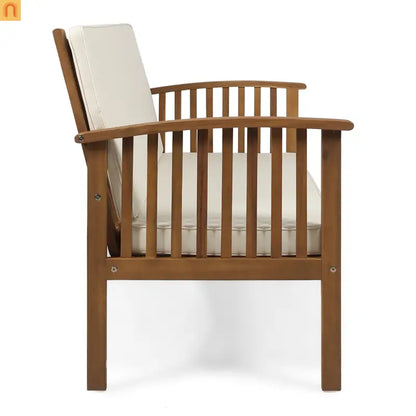 Outdoor Loveseat Acacia Wood 53" Waterproof Cushion
