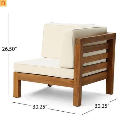 Outdoor Loveseat Set Acacia Wood Beige Cushion 2 Piece Modular