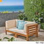 Outdoor Loveseat Set Acacia Wood Beige Cushion 2 Piece Modular