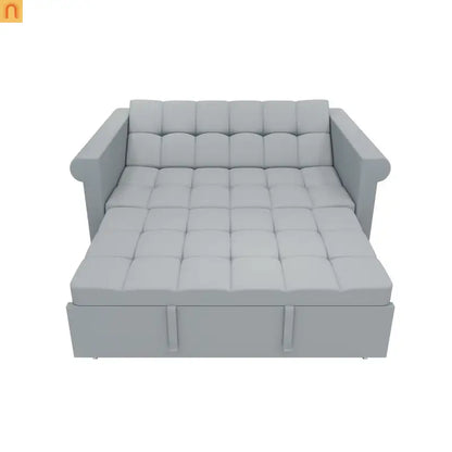 Loveseat Velvet Gray Sleeper 69" 7-Position Backrest