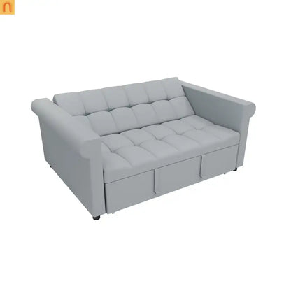 Loveseat Velvet Gray Sleeper 69" 7-Position Backrest
