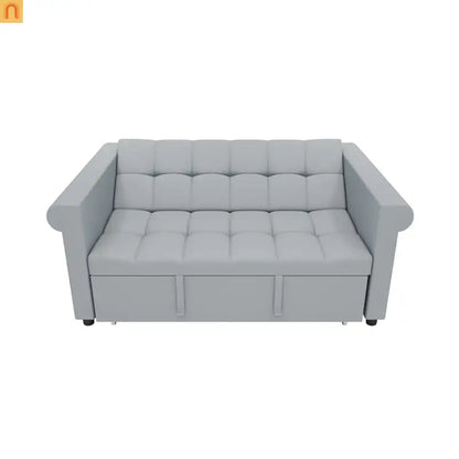 Loveseat Velvet Gray Sleeper 69" 7-Position Backrest