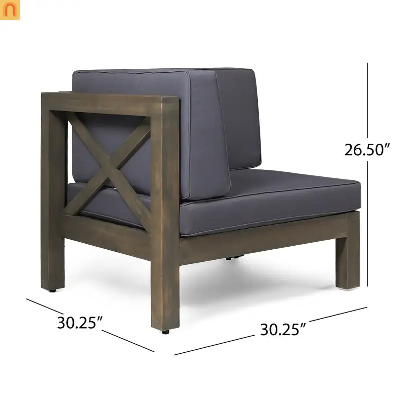 Outdoor Loveseat Acacia Wood X Back Dark Gray 2 Piece Modular