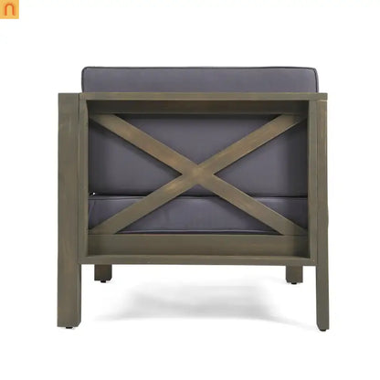 Outdoor Loveseat Acacia Wood X Back Dark Gray 2 Piece Modular
