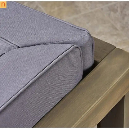 Outdoor Loveseat Acacia Wood X Back Dark Gray 2 Piece Modular