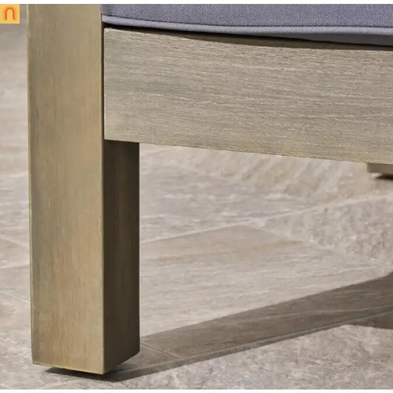 Outdoor Loveseat Acacia Wood X Back Dark Gray 2 Piece Modular