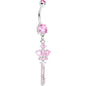 Pink Gem Classy Victorian Key Dangle Belly Ring