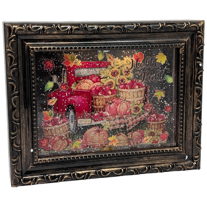 Lighted Spinning Water Globe Frame - Red Pickup Truck