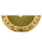 54" Green and Gold With Holly Leaves Embroidered Tree Skirt