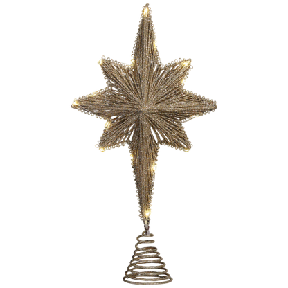 Golden Glow LED Star Tree Topper - Sixteen Inches