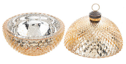 Faceted Glass Ornament Trinket Box with Place Card Holder - Gold