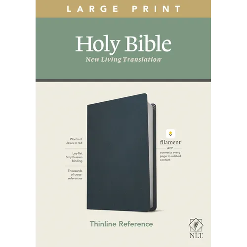 NLT Large Print Thinline Reference Bible, Filament Enabled Edition (Red Letter, Genuine Leather, Blue) - Leather