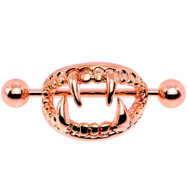 14G 5/8 Rose Gold Tone Fearsome Fangs Nipple Shield Set