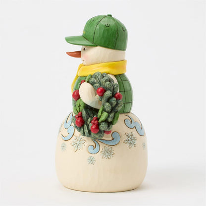 Snowman in John Deere Hat - Figurine