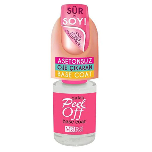 Mara Nail Base Coat - Water-Based, Peel-Off, Acetone-Free Nail Polish Remover for Smooth Nail Surface - 0.41 fl oz
