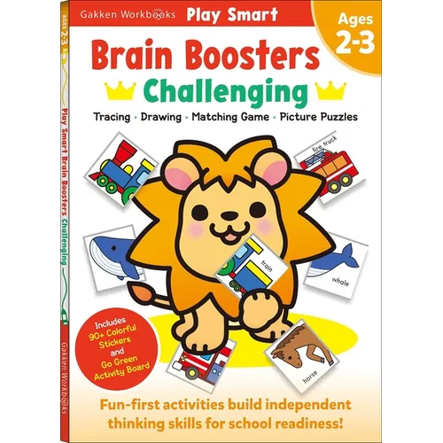 Play Smart Brain Boosters: Challenging - Age 2-3: Pre-K Activity Workbook: Boost Independent Thinking Skills: Tracing, Coloring, Shapes, Cutting, Draw - Paperback
