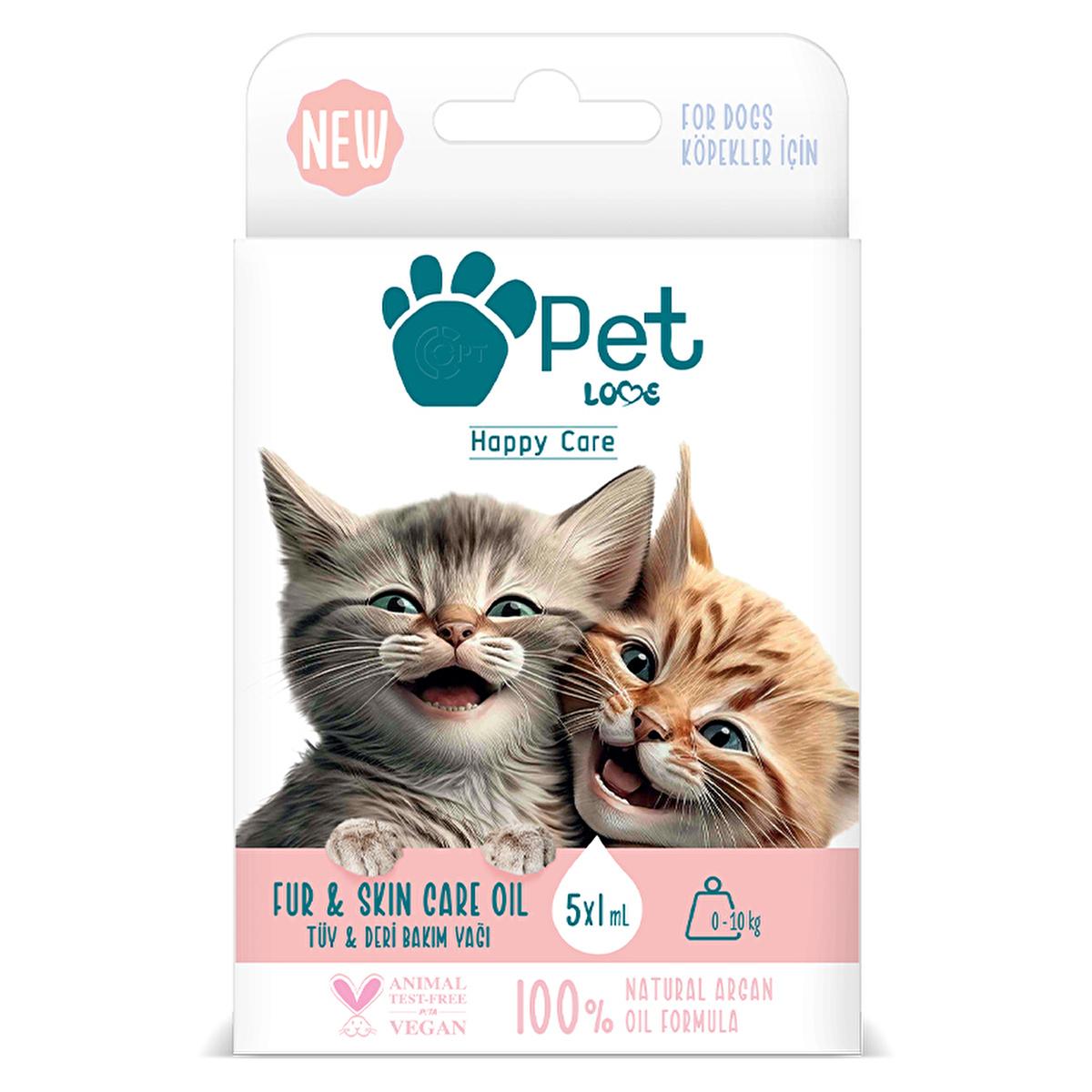 Pet Love Natural Argan Oil Pet Grooming Oil for Cats and Dogs - Nourishes Fur and Skin, Easy Grooming, 5 x 1 ml