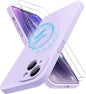 Magnetic MagSafe Case for iPhone 14 Plus with Glass Screen Protector, Silicone Case 6.7 inch