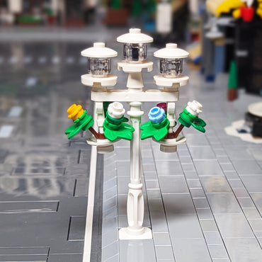White City Lamppost with Two Hanging Flower Baskets Build Kit - Made Using LEGO® Parts