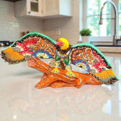 Majestic Talavera Eagle Figurine | Handmade Mexican Art