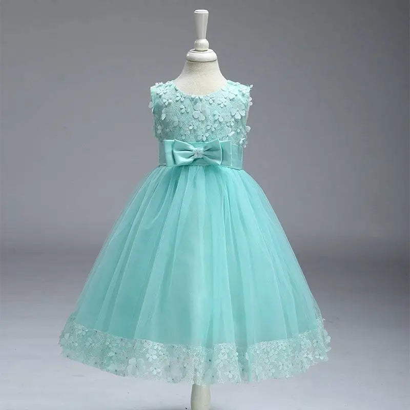 Maroon Lace Kids Girls Princess Flower Girl Dress