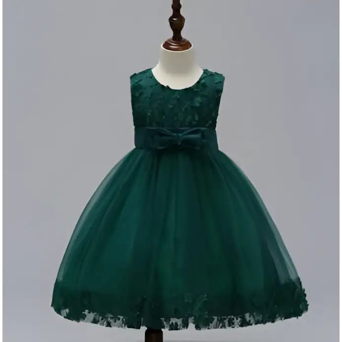 Maroon Lace Kids Girls Princess Flower Girl Dress