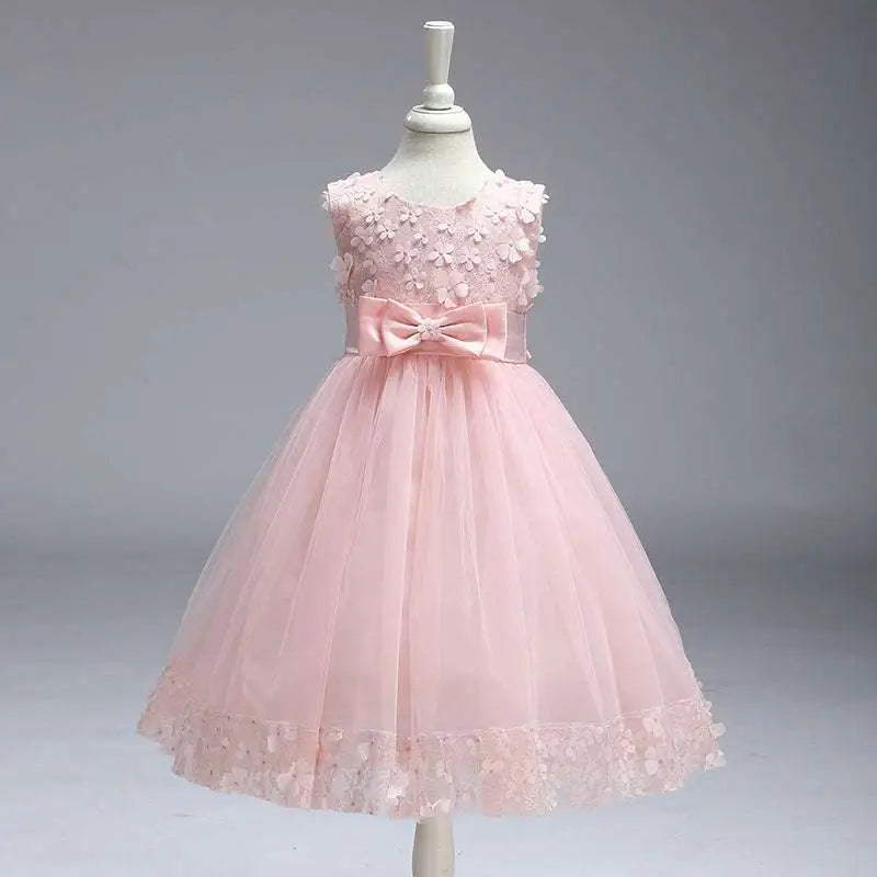 Maroon Lace Kids Girls Princess Flower Girl Dress