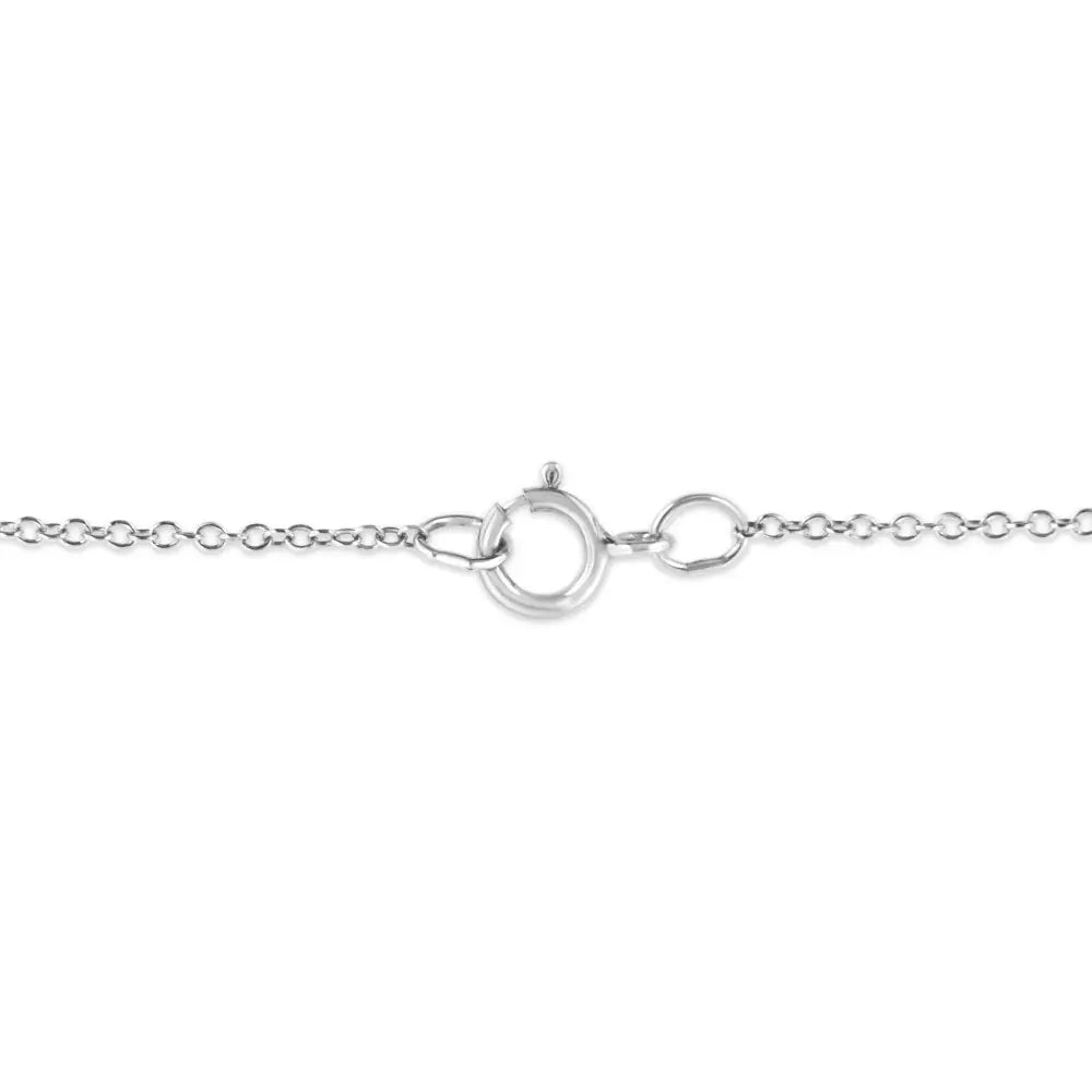 Satin Sterling Silver Double Flower Diamond Pendant Necklace 1/20 Cttw