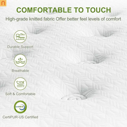 Mattress Hybrid Gel Memory Foam Pocket Springs Green 12in King
