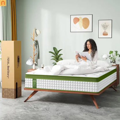 Mattress Hybrid Gel Memory Foam Pocket Springs Green 12in King