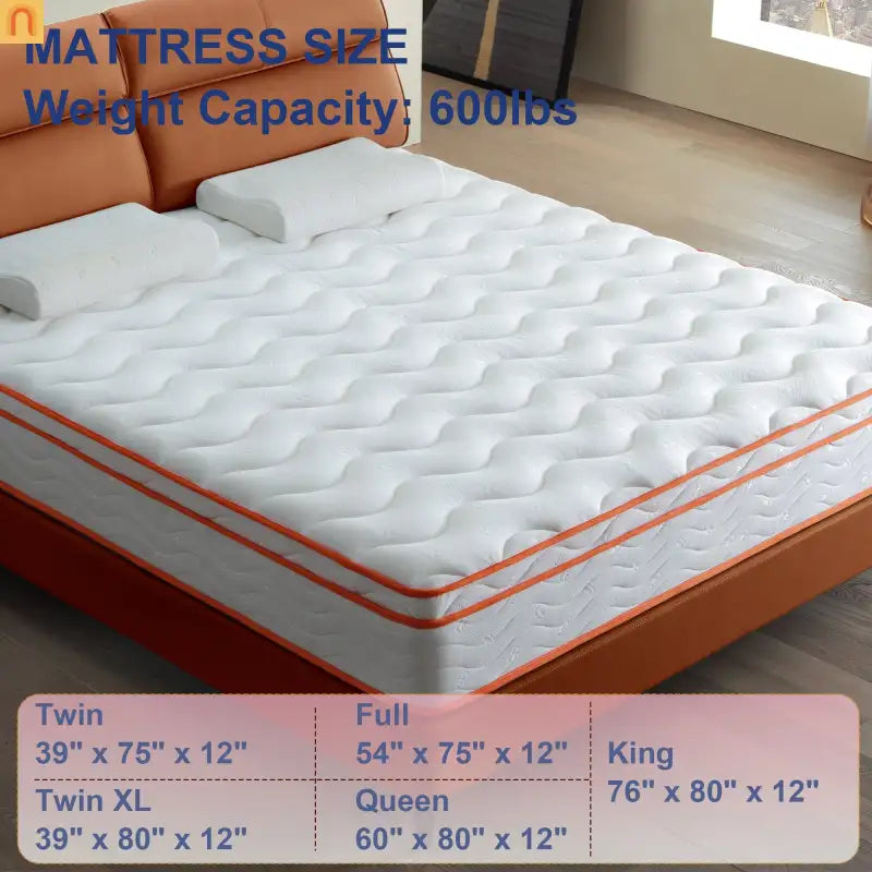 Mattress Hybrid Euro Top Memory Foam Pocket Spring 12in King