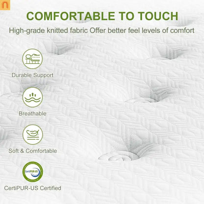 Mattress Hybrid Gel Memory Foam Pocket Springs Green 12in Queen