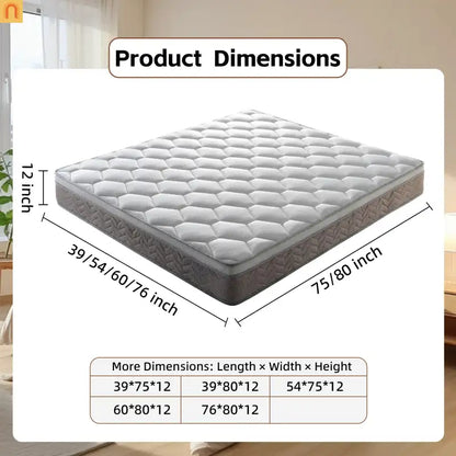 Mattress Hybrid Gel Memory Foam Pocket Spring 12in Full Edge Support