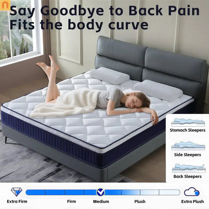 Mattress Hybrid Memory Foam Pocket Spring Medium Firm 10in Queen
