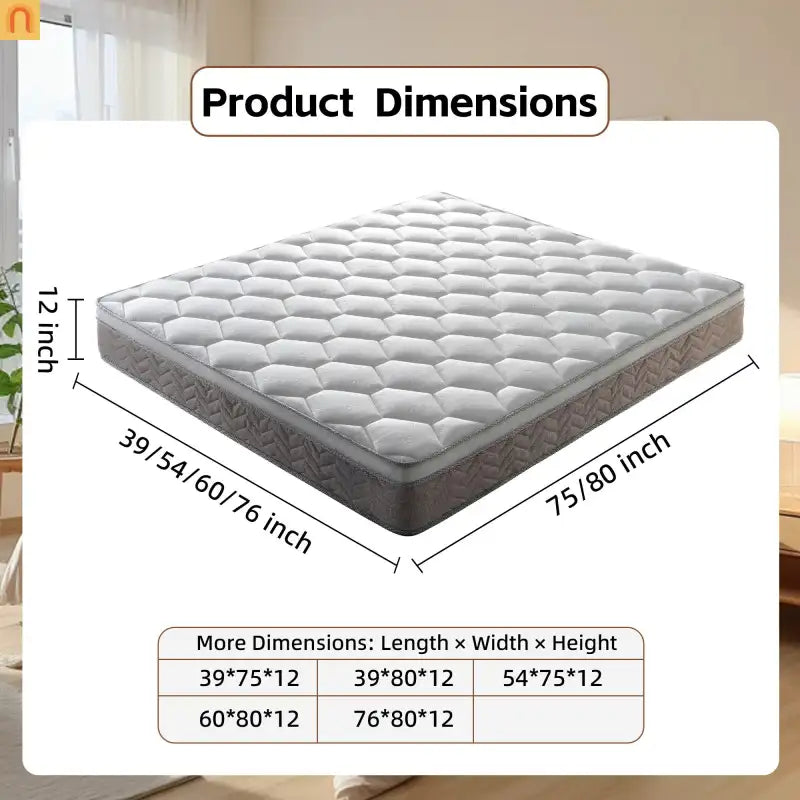 Mattress Hybrid Gel Memory Foam Pocket Spring 12in Queen Edge Support