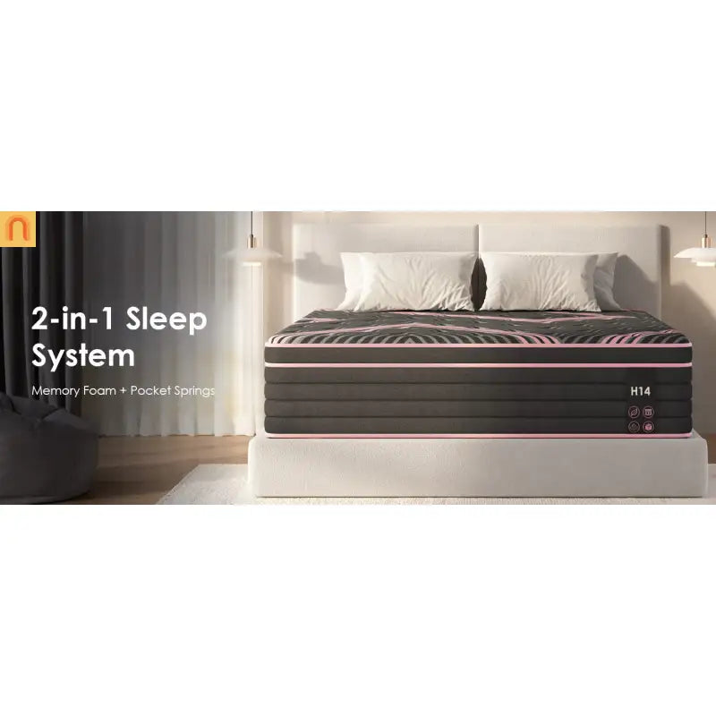Mattress Hybrid Pocket Spring Memory Foam 14in King Medium Firm