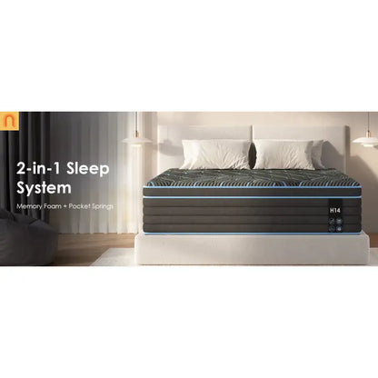Hybrid Queen Mattress 12" Memory Foam Pocket Spring